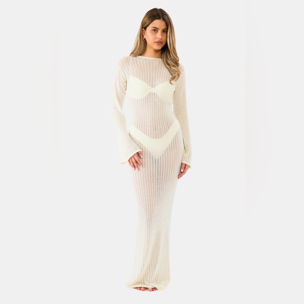 Nyud Marbella Knit Dress/Cover Up in Avorio (Cream), Size Large